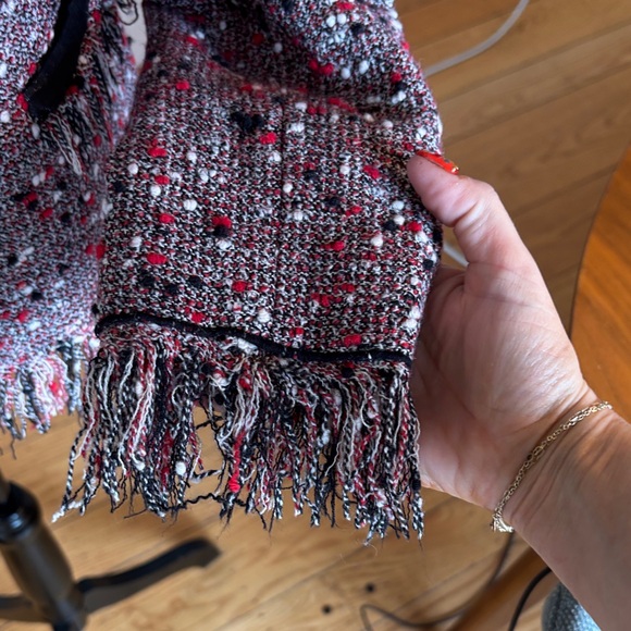 Anthropologie Red Bijou Fringe Tweed Blazer by McGinn Small - Picture 5 of 7
